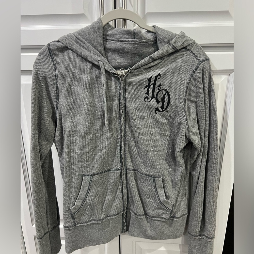 Harley Davidson women’s reversible zip up hoodie.